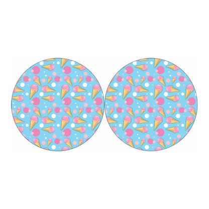 Pink Ice Cream Pattern Print Car Coasters