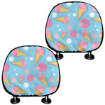 Pink Ice Cream Pattern Print Car Headrest Covers