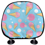 Pink Ice Cream Pattern Print Car Headrest Covers