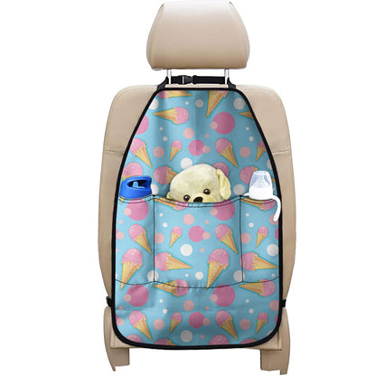 Pink Ice Cream Pattern Print Car Seat Organizers