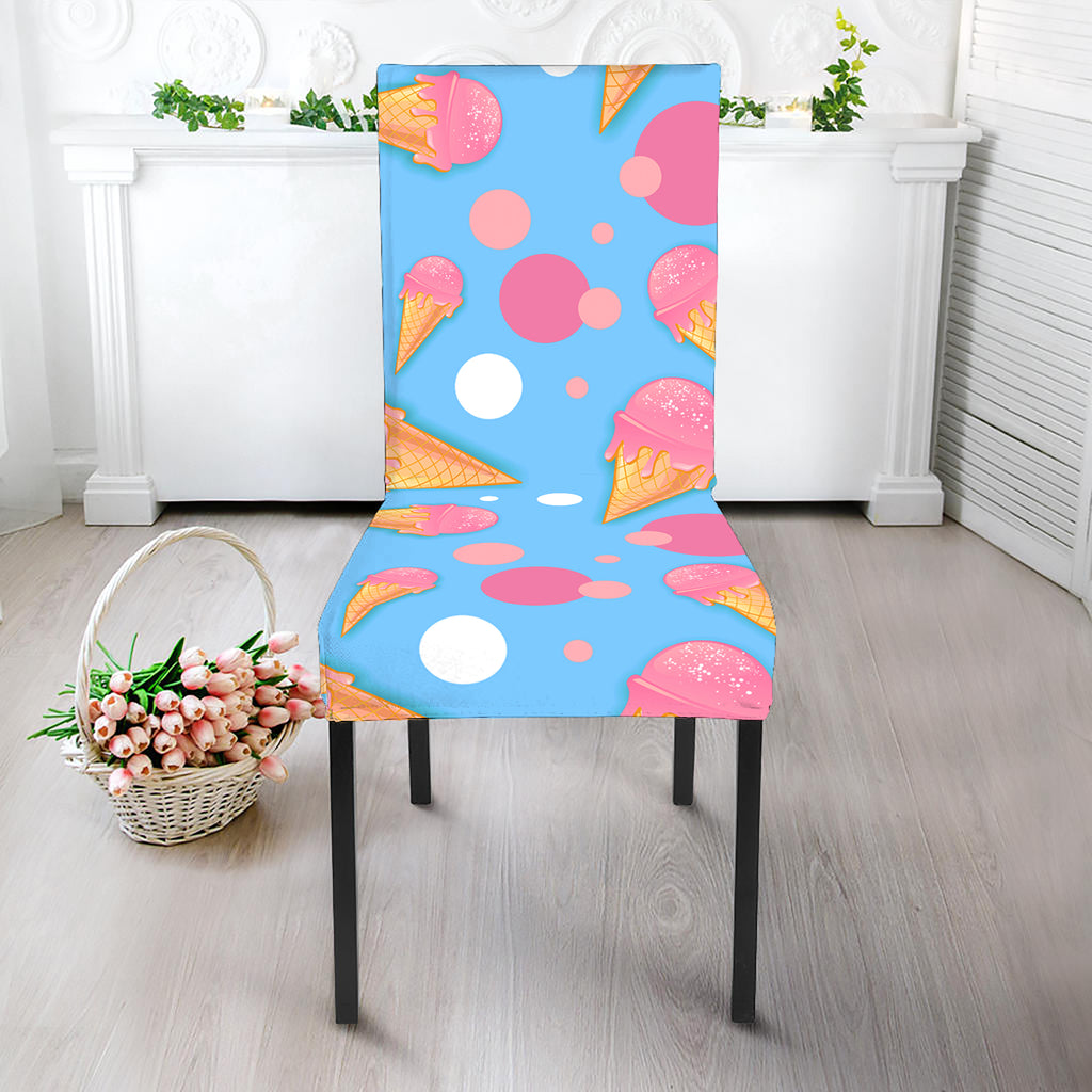 Pink Ice Cream Pattern Print Dining Chair Slipcover