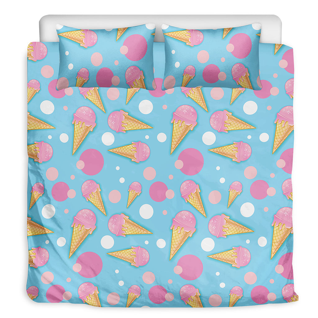 Pink Ice Cream Pattern Print Duvet Cover Bedding Set