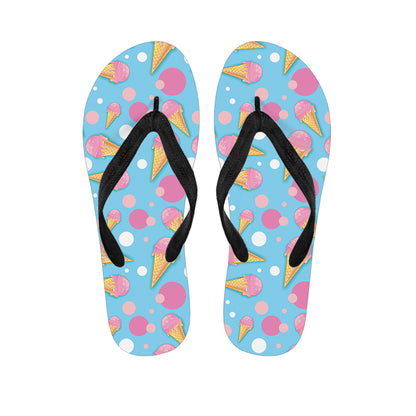 Pink Ice Cream Pattern Print Flip Flops