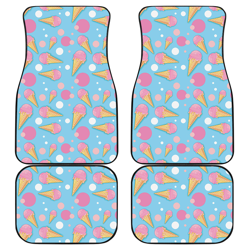 Pink Ice Cream Pattern Print Front and Back Car Floor Mats