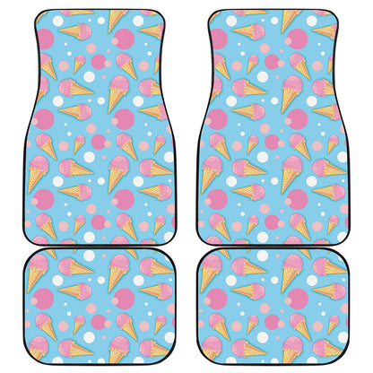Pink Ice Cream Pattern Print Front and Back Car Floor Mats