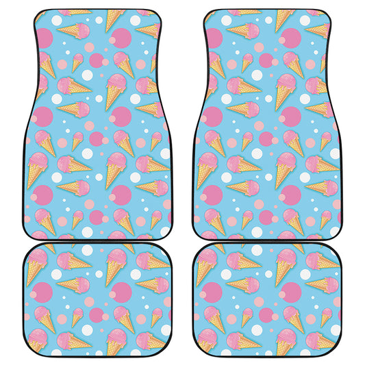 Pink Ice Cream Pattern Print Front and Back Car Floor Mats