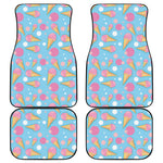 Pink Ice Cream Pattern Print Front and Back Car Floor Mats
