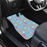 Pink Ice Cream Pattern Print Front and Back Car Floor Mats