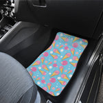 Pink Ice Cream Pattern Print Front and Back Car Floor Mats