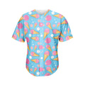 Pink Ice Cream Pattern Print Men's Baseball Jersey