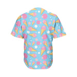 Pink Ice Cream Pattern Print Men's Baseball Jersey