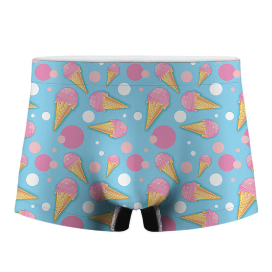 Pink Ice Cream Pattern Print Men's Boxer Briefs
