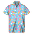 Pink Ice Cream Pattern Print Men's Short Sleeve Shirt