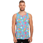 Pink Ice Cream Pattern Print Men's Tank Top
