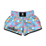 Pink Ice Cream Pattern Print Muay Thai Boxing Shorts