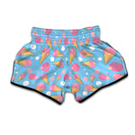 Pink Ice Cream Pattern Print Muay Thai Boxing Shorts