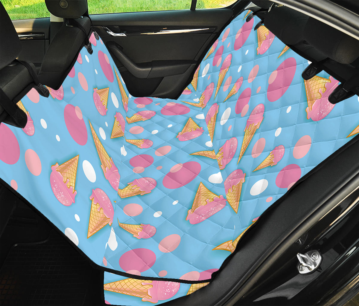 Pink Ice Cream Pattern Print Pet Car Back Seat Cover