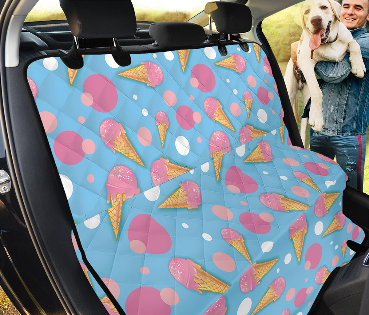 Pink Ice Cream Pattern Print Pet Car Back Seat Cover