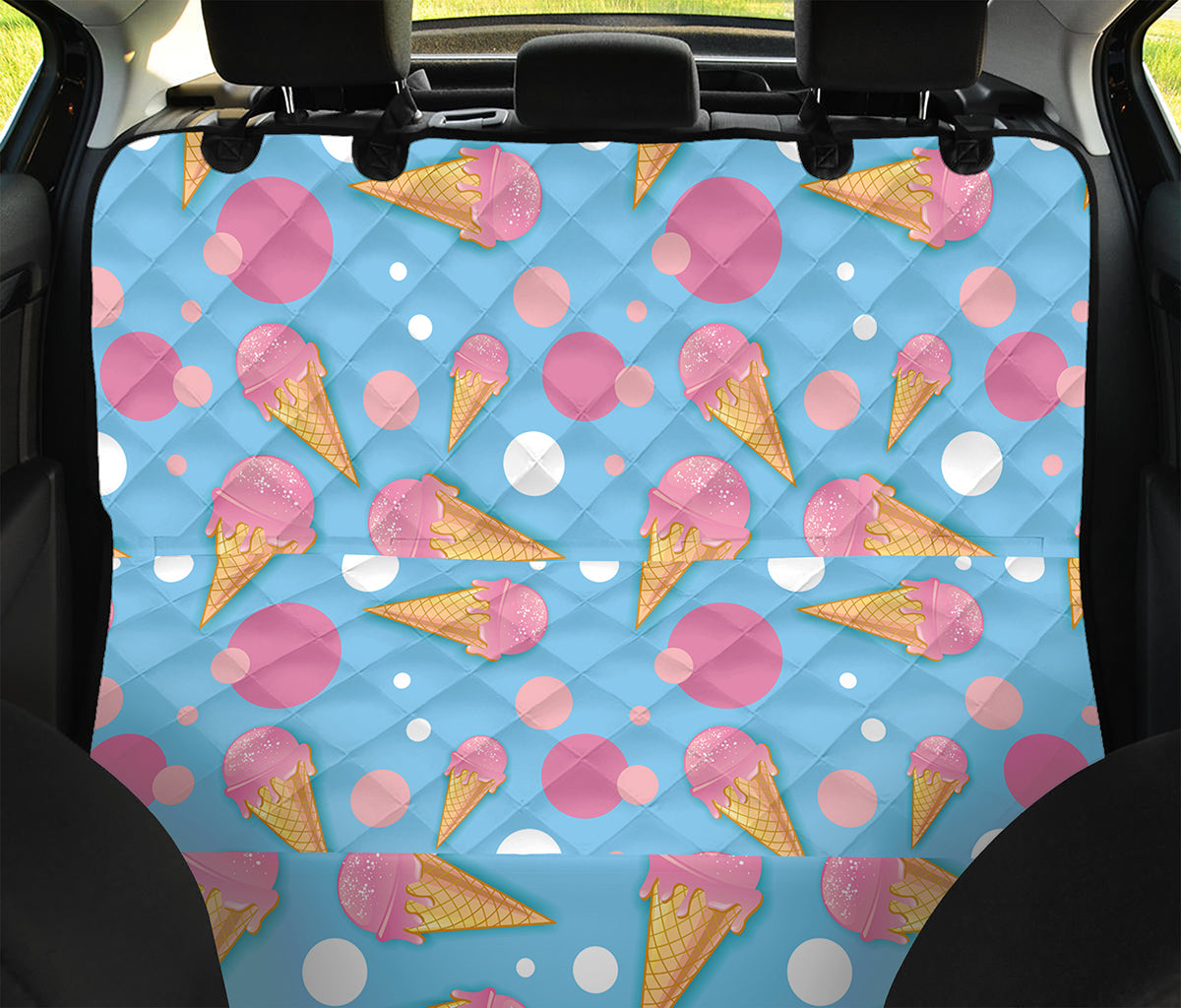 Pink Ice Cream Pattern Print Pet Car Back Seat Cover
