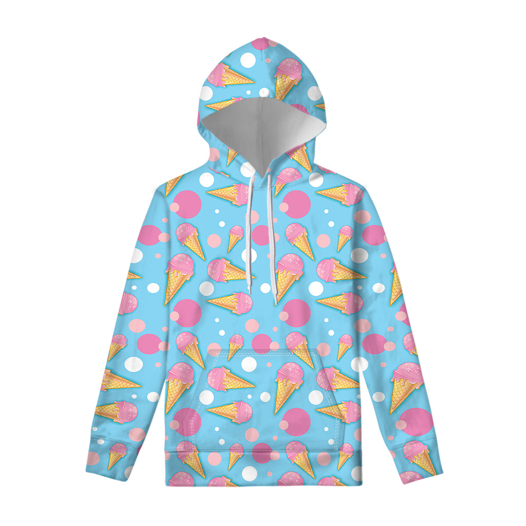 Pink Ice Cream Pattern Print Pullover Hoodie