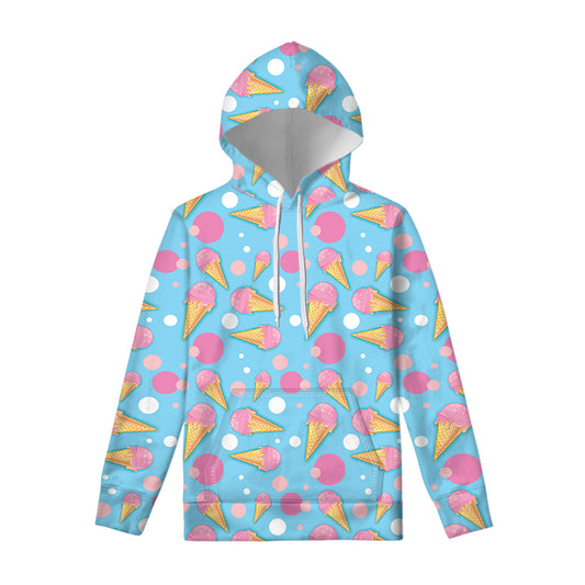Pink Ice Cream Pattern Print Pullover Hoodie