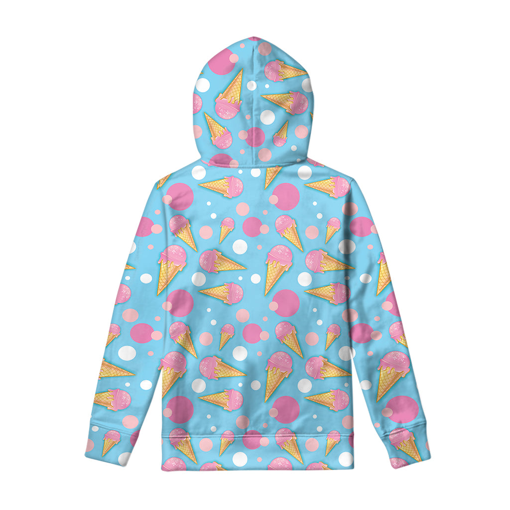 Pink Ice Cream Pattern Print Pullover Hoodie