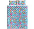 Pink Ice Cream Pattern Print Quilt Bed Set
