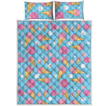 Pink Ice Cream Pattern Print Quilt Bed Set