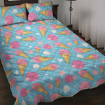 Pink Ice Cream Pattern Print Quilt Bed Set