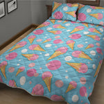 Pink Ice Cream Pattern Print Quilt Bed Set