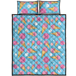 Pink Ice Cream Pattern Print Quilt Bed Set