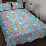Pink Ice Cream Pattern Print Quilt Bed Set