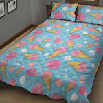 Pink Ice Cream Pattern Print Quilt Bed Set