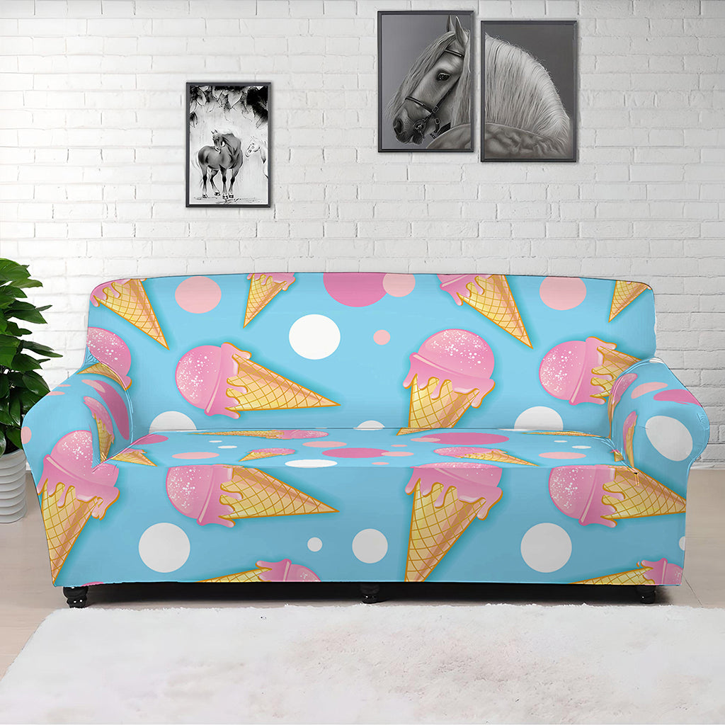 Pink Ice Cream Pattern Print Sofa Cover