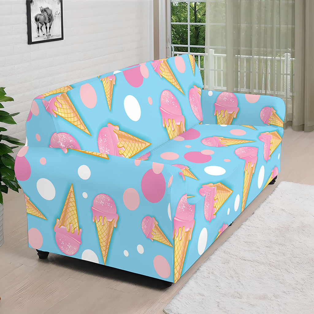 Pink Ice Cream Pattern Print Sofa Cover