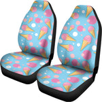 Pink Ice Cream Pattern Print Universal Fit Car Seat Covers