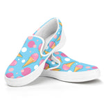 Pink Ice Cream Pattern Print White Slip On Shoes