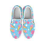 Pink Ice Cream Pattern Print White Slip On Shoes
