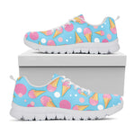 Pink Ice Cream Pattern Print White Sneakers