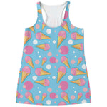 Pink Ice Cream Pattern Print Women's Racerback Tank Top