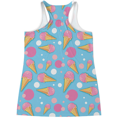 Pink Ice Cream Pattern Print Women's Racerback Tank Top