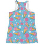 Pink Ice Cream Pattern Print Women's Racerback Tank Top