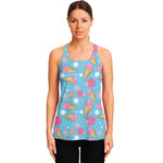 Pink Ice Cream Pattern Print Women's Racerback Tank Top