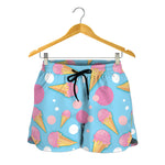 Pink Ice Cream Pattern Print Women's Shorts