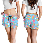 Pink Ice Cream Pattern Print Women's Shorts