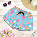 Pink Ice Cream Pattern Print Women's Shorts