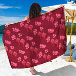 Pink Japanese Lantern Pattern Print Beach Sarong Wrap