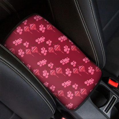 Pink Japanese Lantern Pattern Print Car Center Console Cover