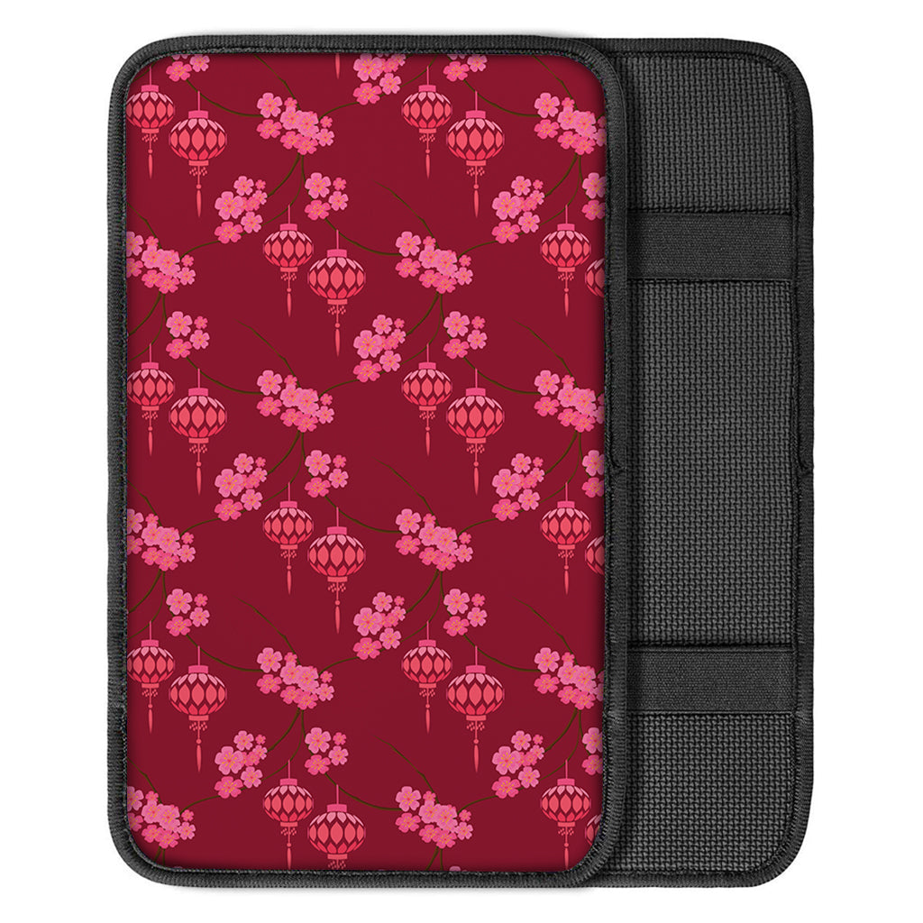 Pink Japanese Lantern Pattern Print Car Center Console Cover