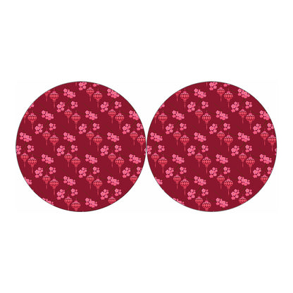 Pink Japanese Lantern Pattern Print Car Coasters